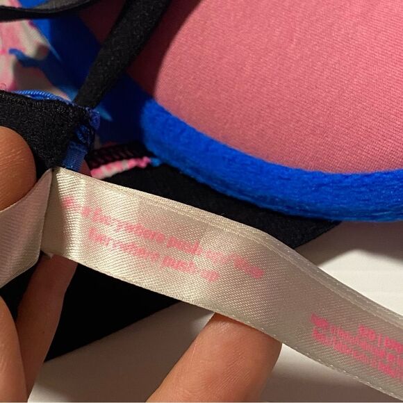Victoria's Secret PINK wear everywhere Push up Bra blue tropical floral 32D - Picture 11 of 14
